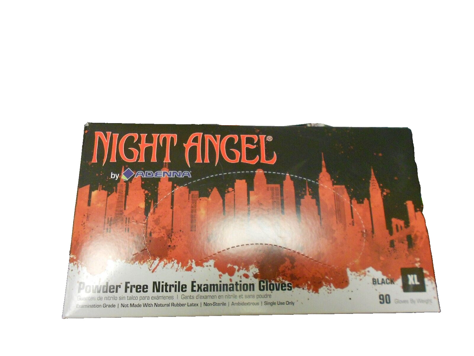 Adenna NGL225 Night Angel 4 Mil Nitrile PF Exam Glove, Black – 100 Count