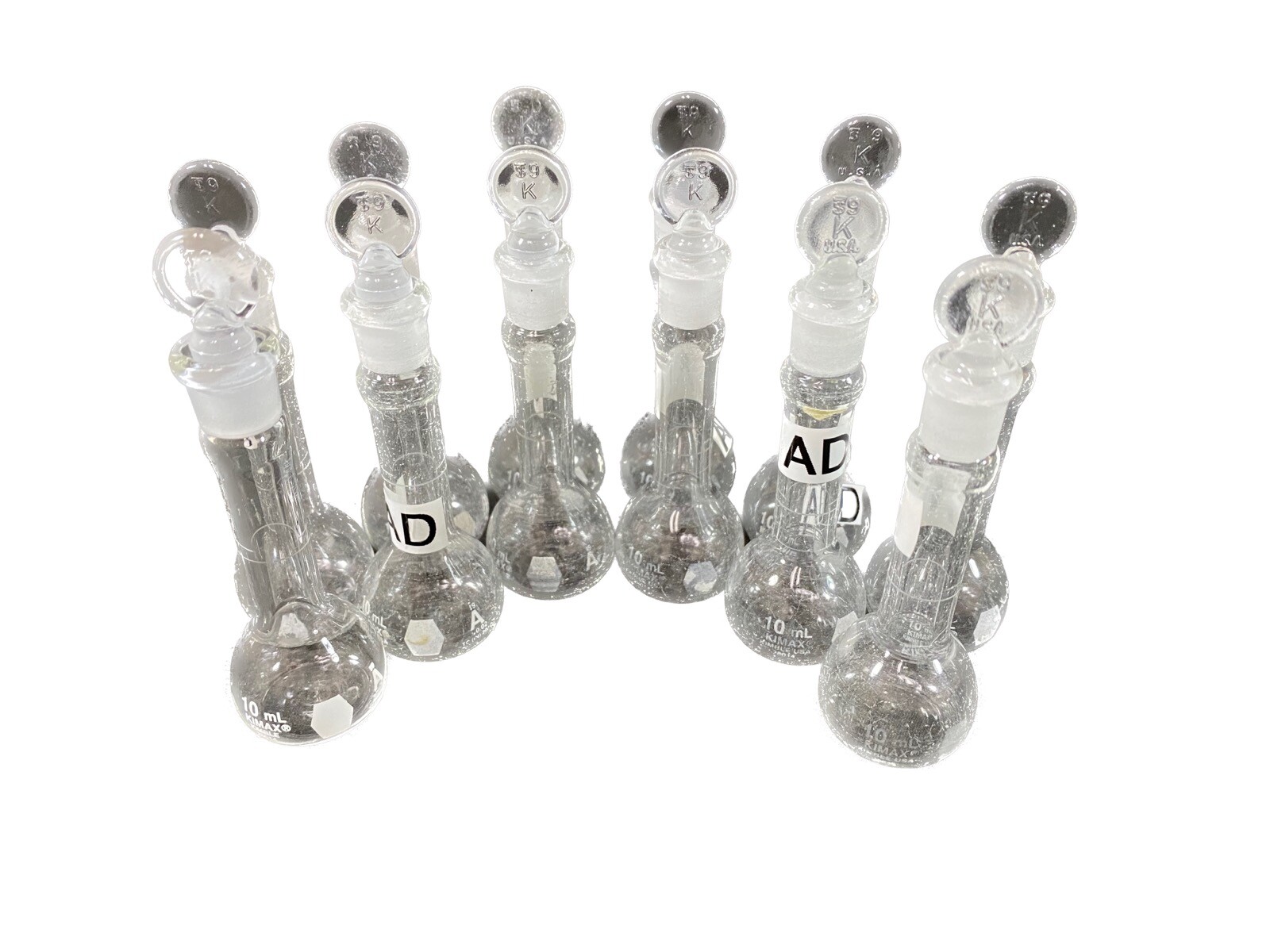 KIMBLE KIMAX Glass 10mL Volumetric Flask w/ #9 Stopper 28014-10 (12/cs)