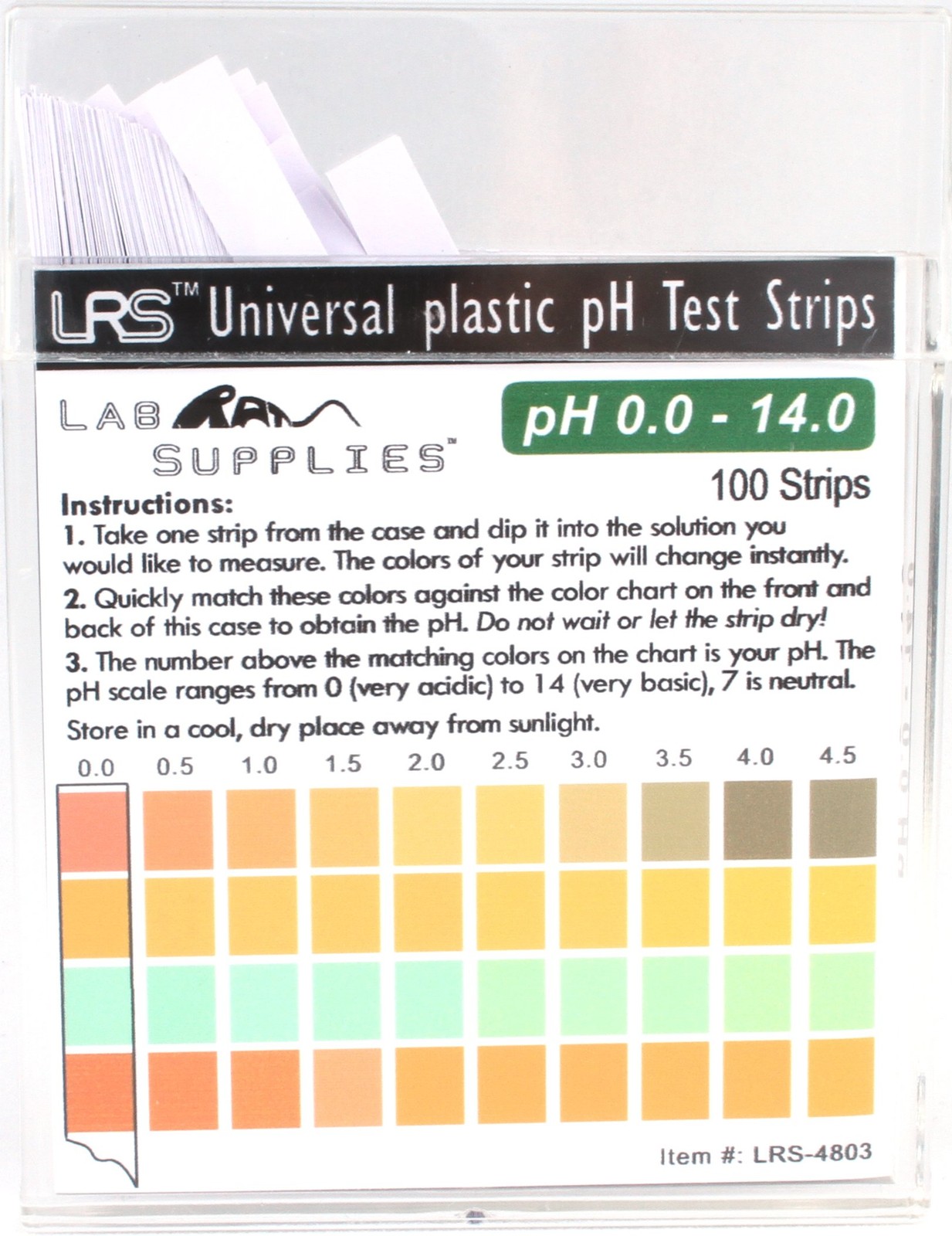 Plastic pH Test Strips, Universal Application (pH 100 Count (Pack of 1)