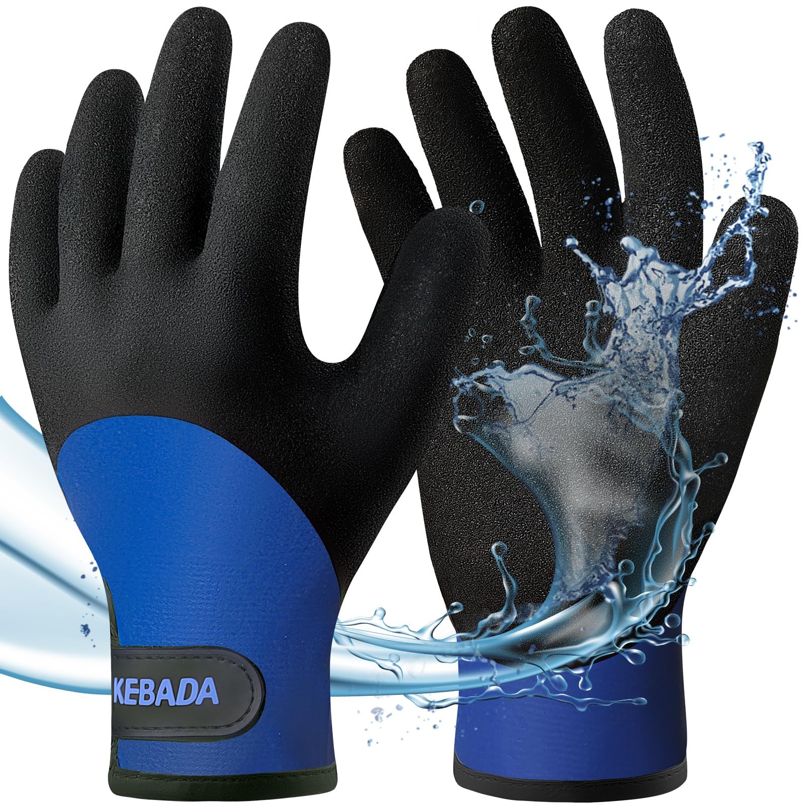 Kebada T2 Waterproof Winter Work Gloves for Men and Women – Large, Blue