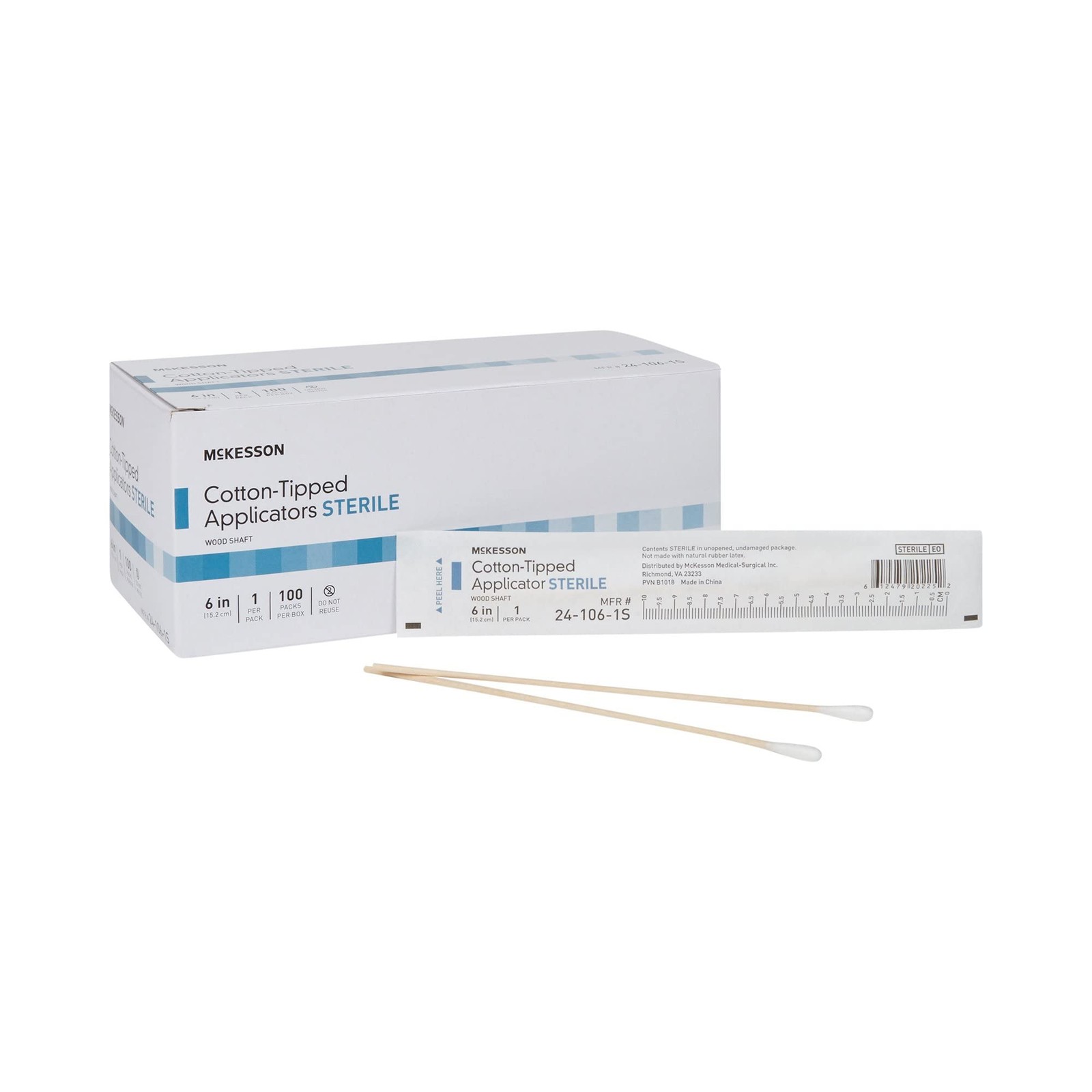 Mckesson Cotton Tipped Applicator 6 In 100 Count Long Sterile Medical Swabs