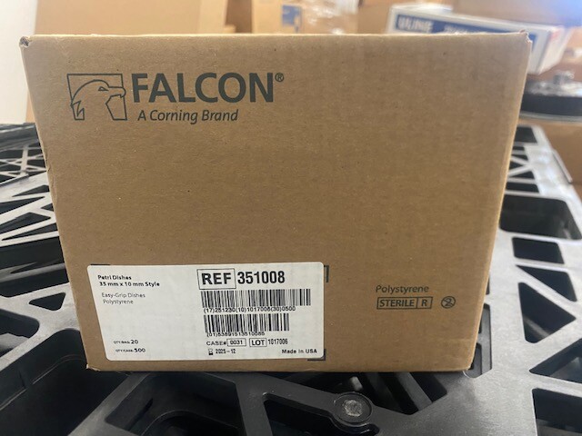 1 Case/500 Corning Falcon 351008 35mm X 10mm Style Bacteriological Petri Dish