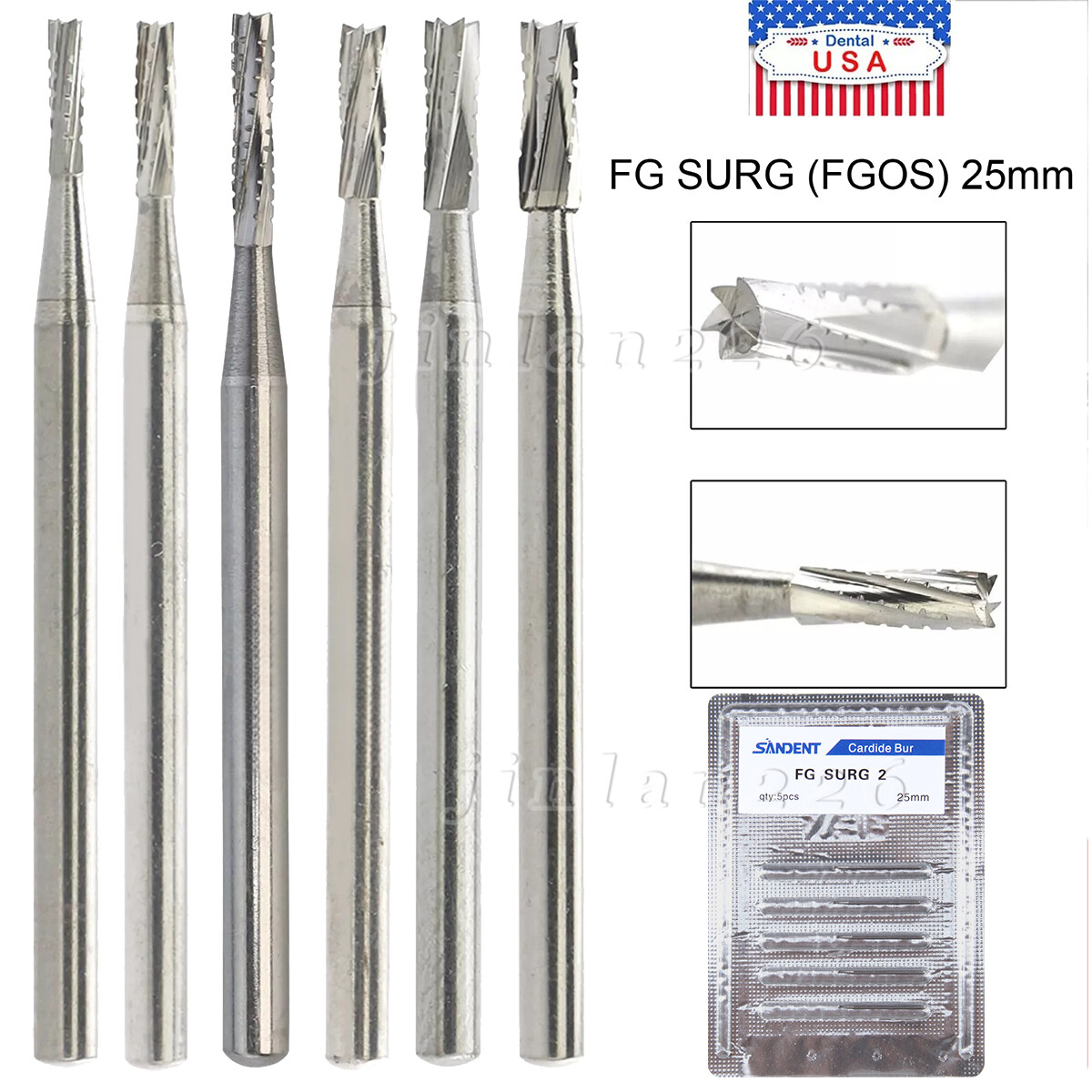 Dental Carbide Burs Surgical Bur Friction Grip FGOS 25mm