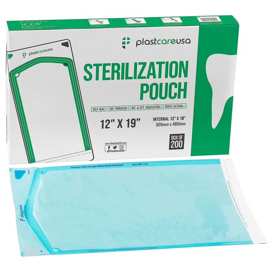 Self Seal Sterilization Pouches Paper Blue Film 200 Box Multiple Sizes