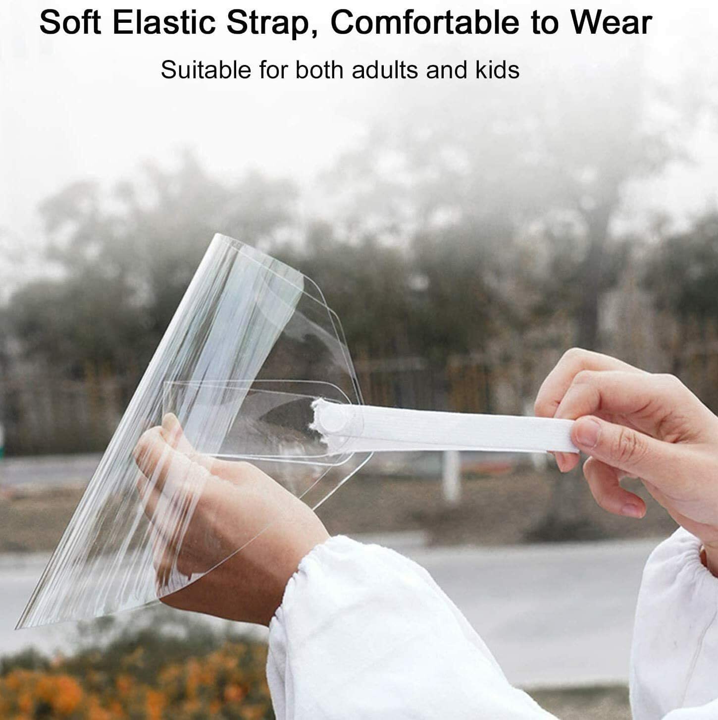 Full Safety Face Shield Guard Protector Mask Clear Head Band Elastic Reusable US