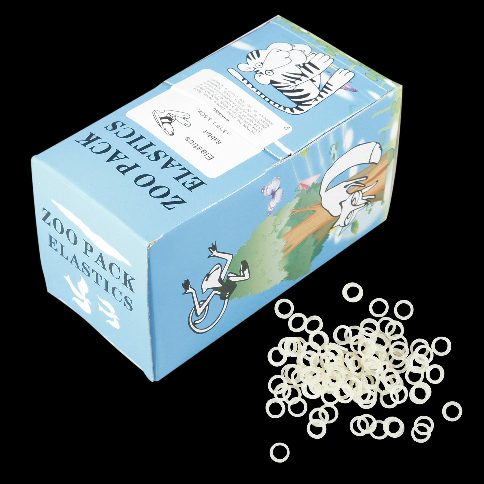 100pcs/pack Dental Orthos Elastics Bands Rabbit Force 6.5/3.5 OZ 3/16”,1/8”,1/4”
