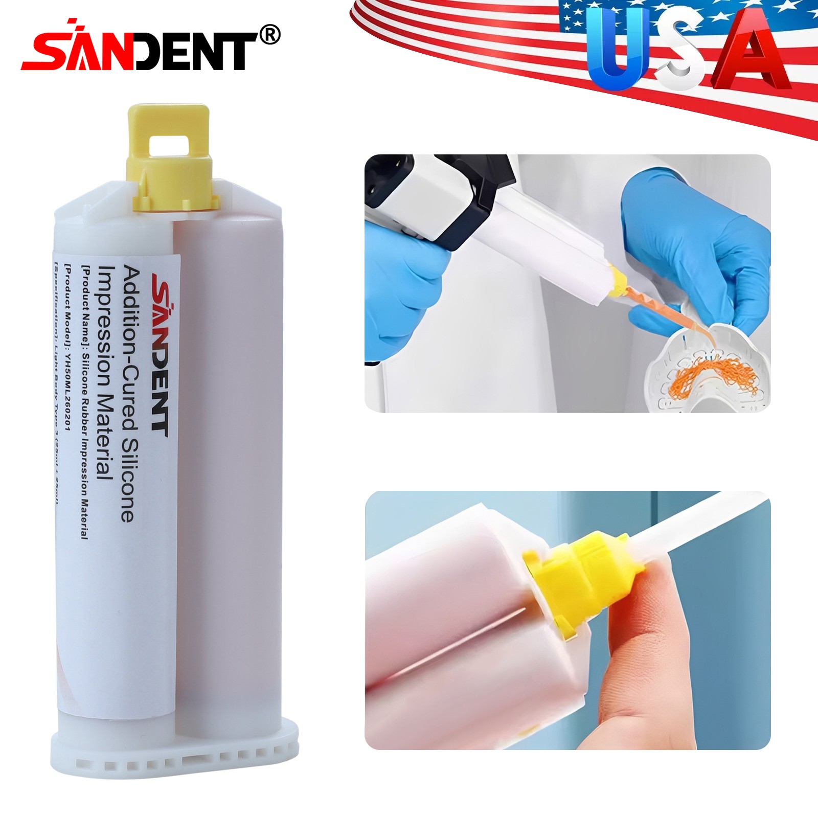 Dental VPS Light Body Type-3 Impression Material, Regular Set, 50mL Cartridges