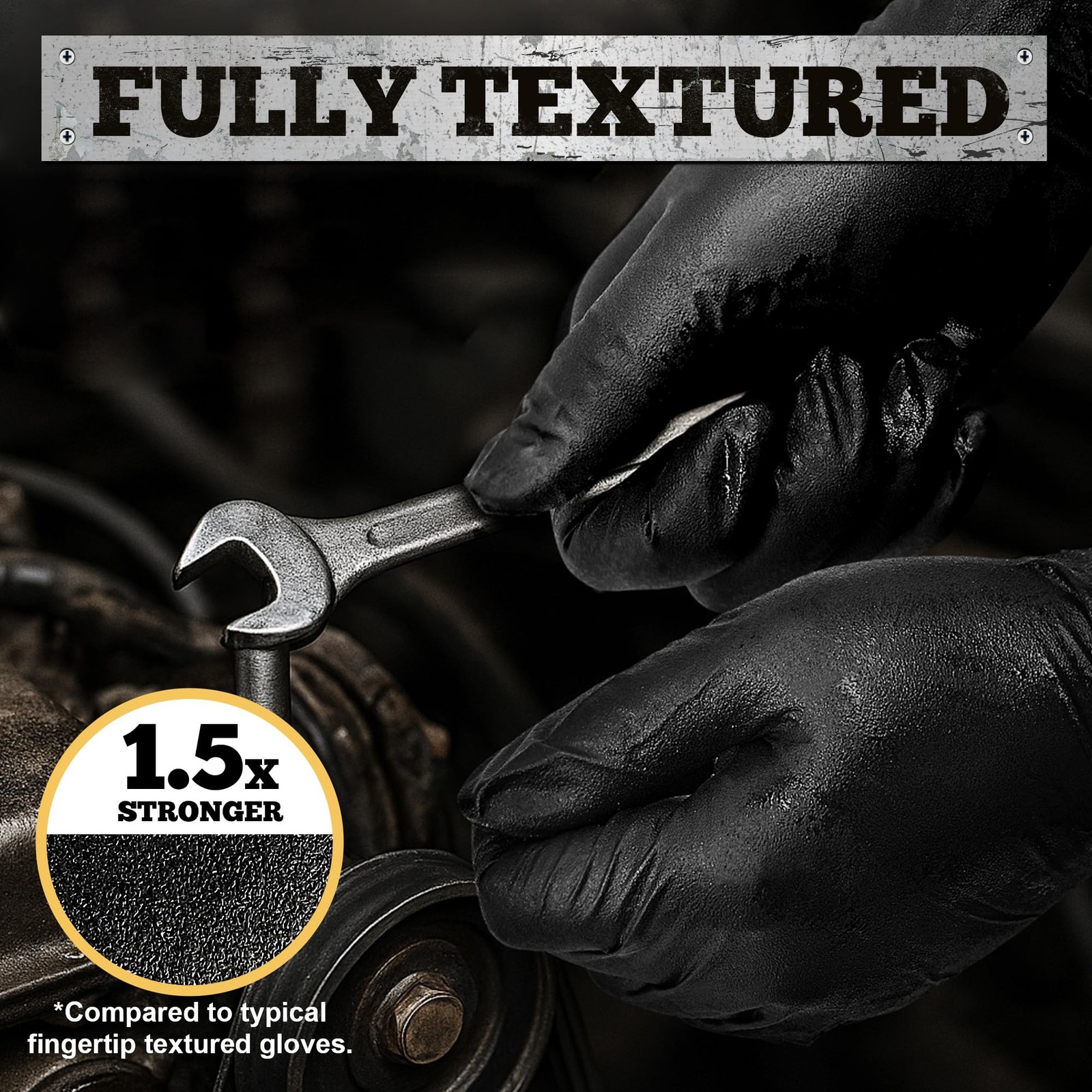 Heavy Duty Black Nitrile Gloves, 6-mil, Fully Textured, Large 100-ct Box, Mec…