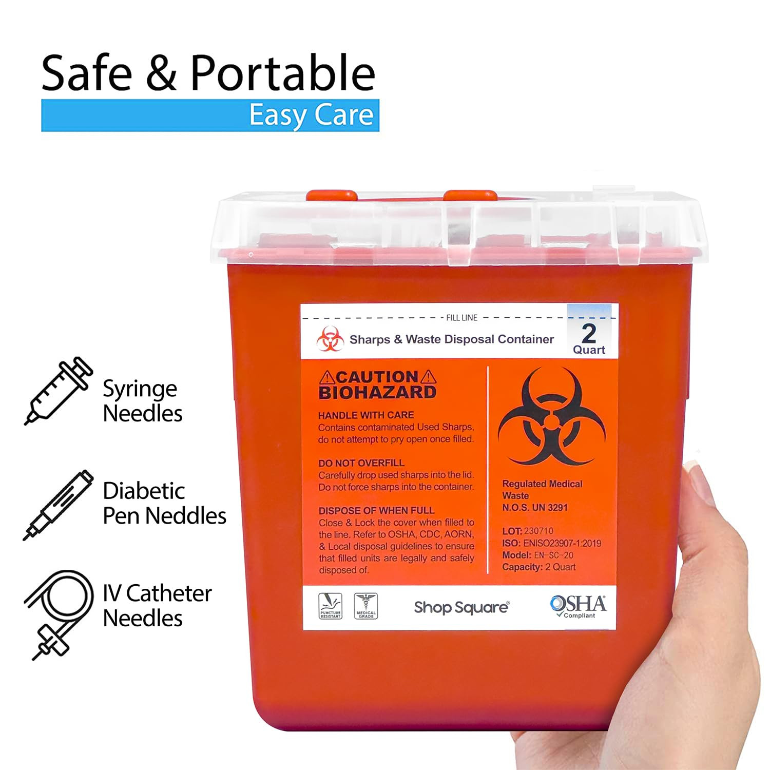 Sharps Container, Sharps Containers for Home Use, Needle Disposal Containers, Sh