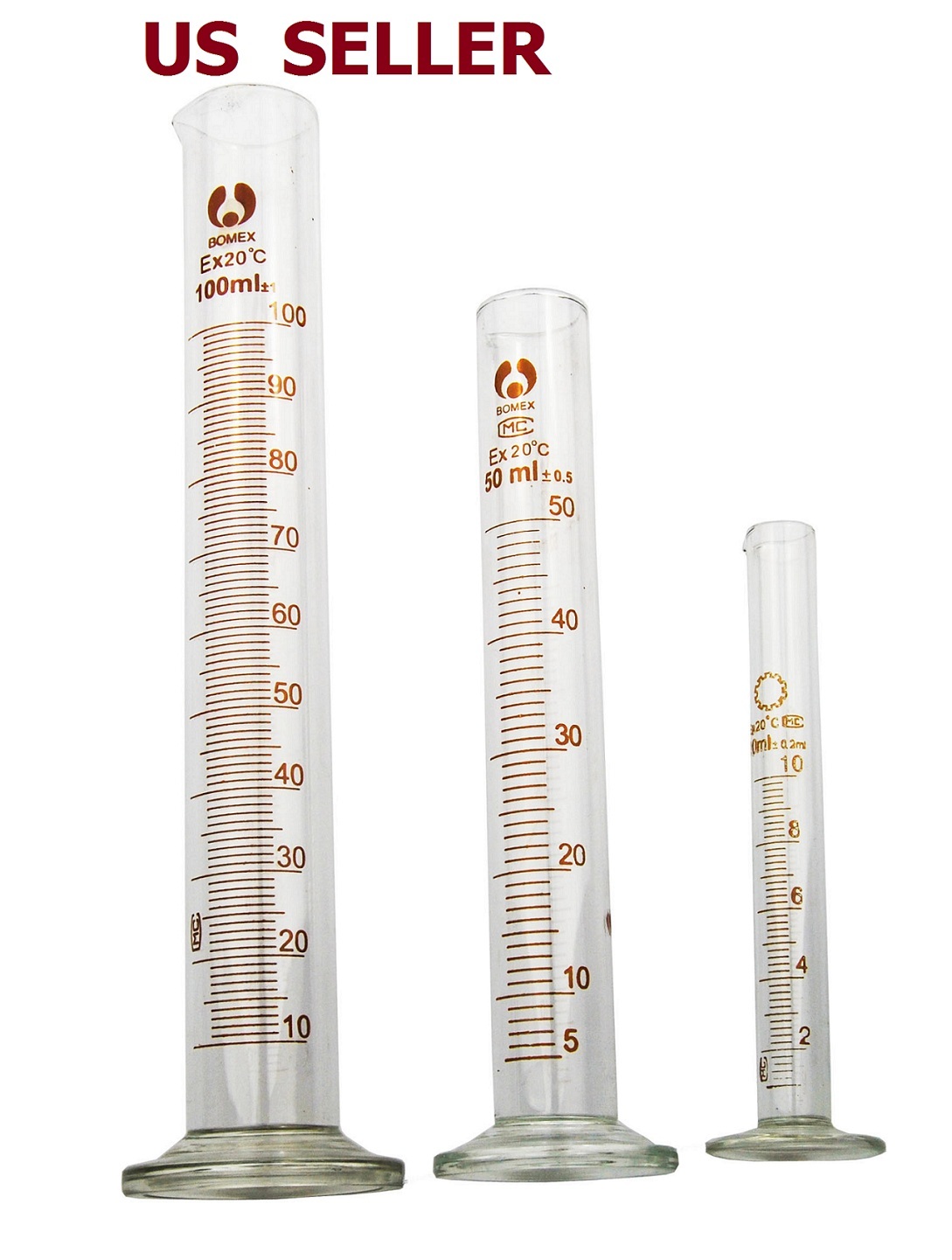 Scientific Glass Graduated Cylinder measuring cylinder 10ml 25ml 50ml 100ml