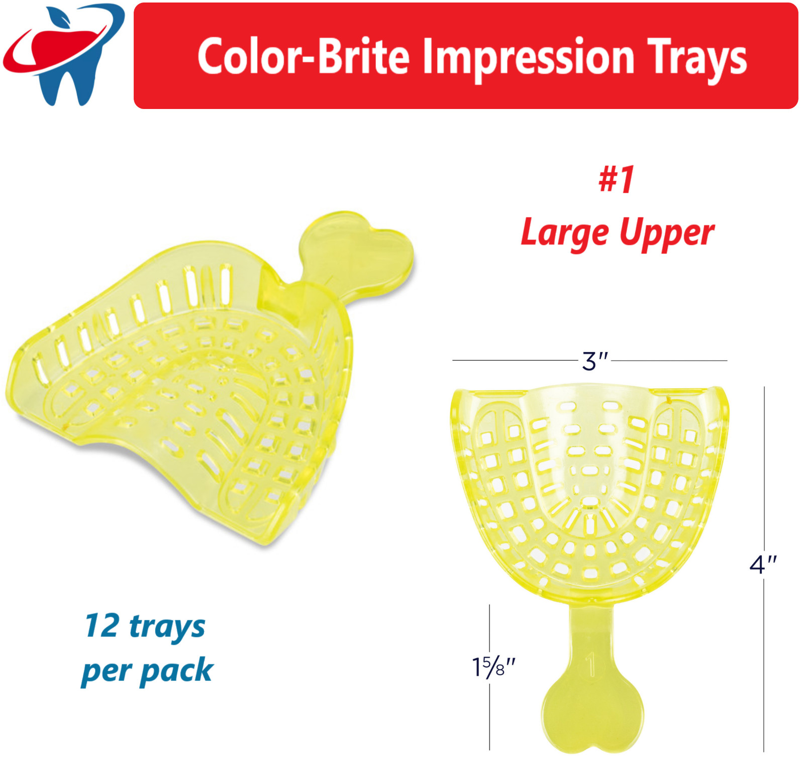 Dental VPS Impression Trays Perforated Plastic Autoclave UNiPACKC Color, 12/Bg