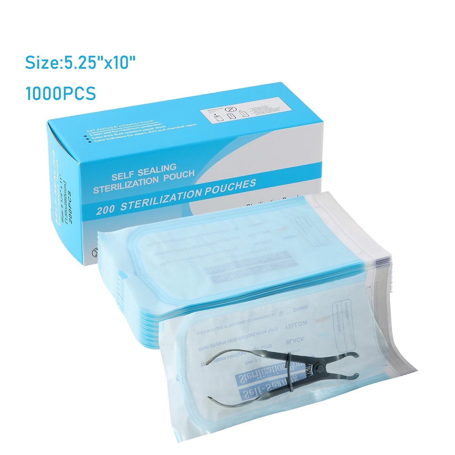 Sterilization Pouches- 5.25 » x 10 » Dental Medical Self Seal Pouch Bag 200 Bags
