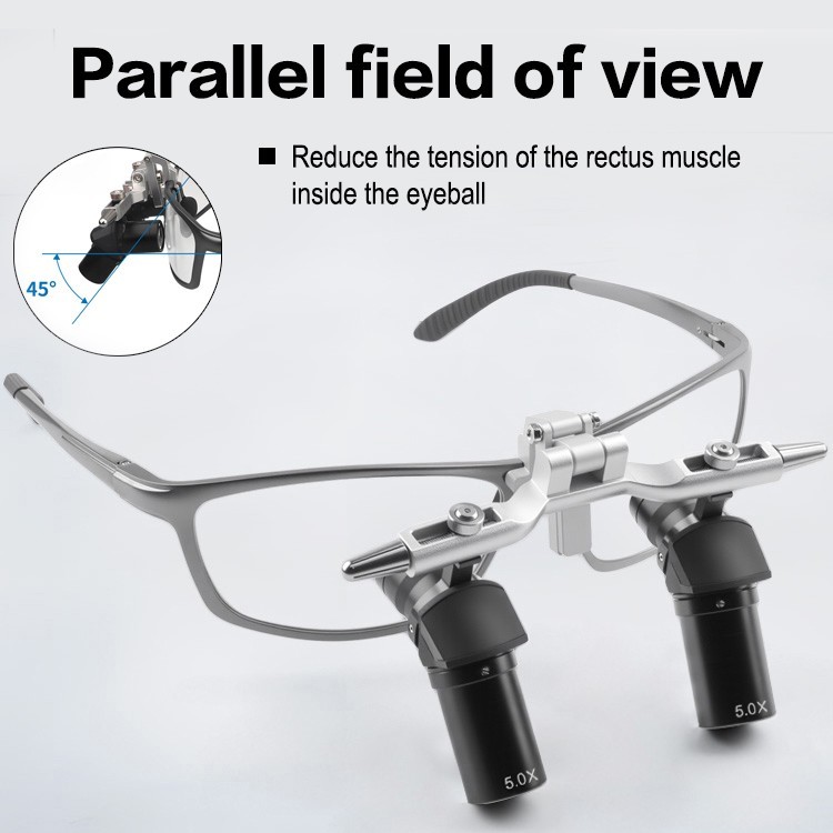 5X Magnifier Dental 48 ° Ergo Optical Loupes For Oral Surgery Prevent Bending
