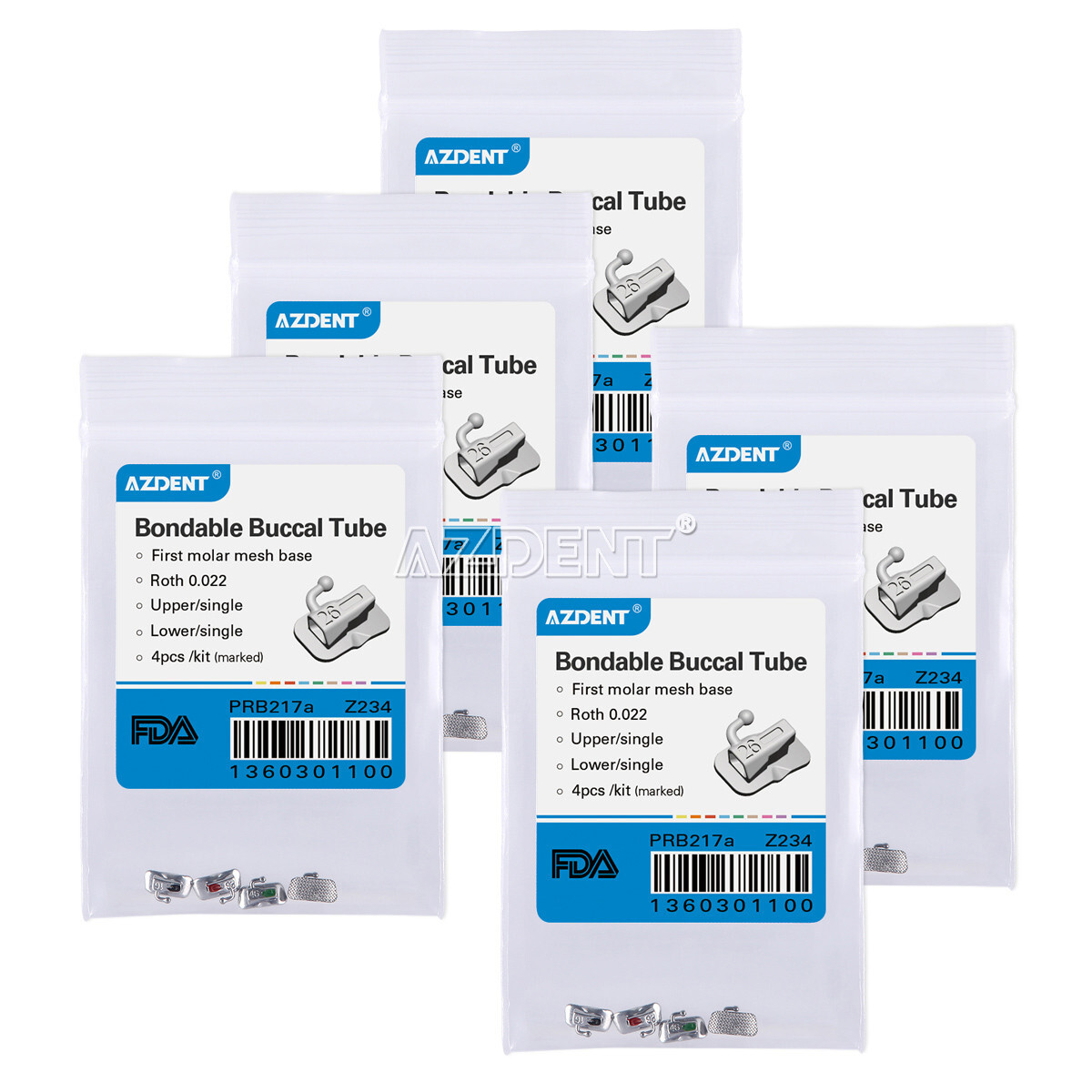 50X Tubos bucales individuales de ortodoncia dental Bondable 1er molar Roth 022