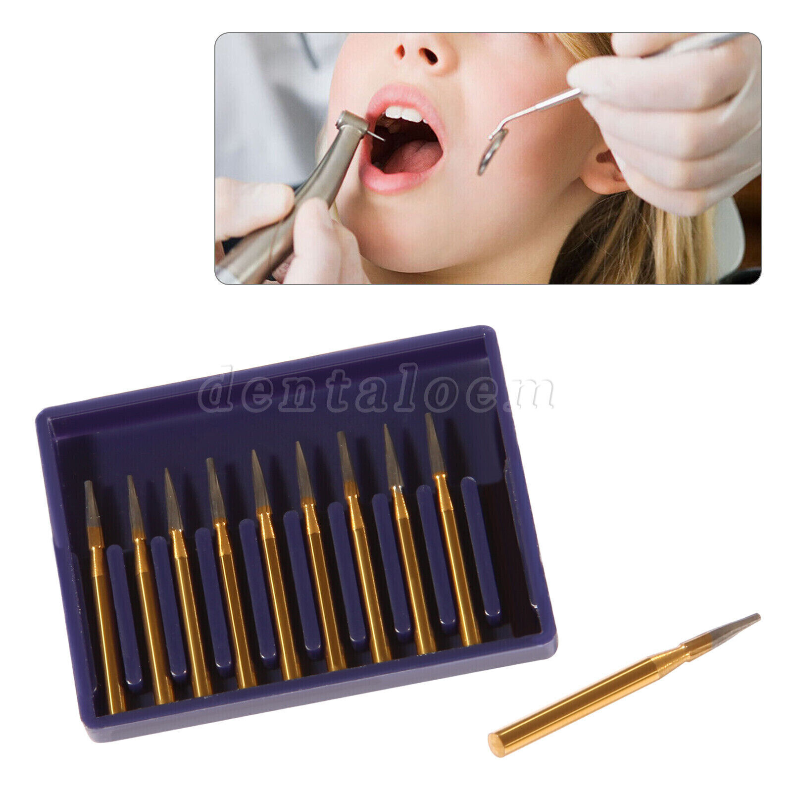 10 Pcs Dental Tungsten Carbide Trimming & Finishing Burs Drill Smooth FG 7901