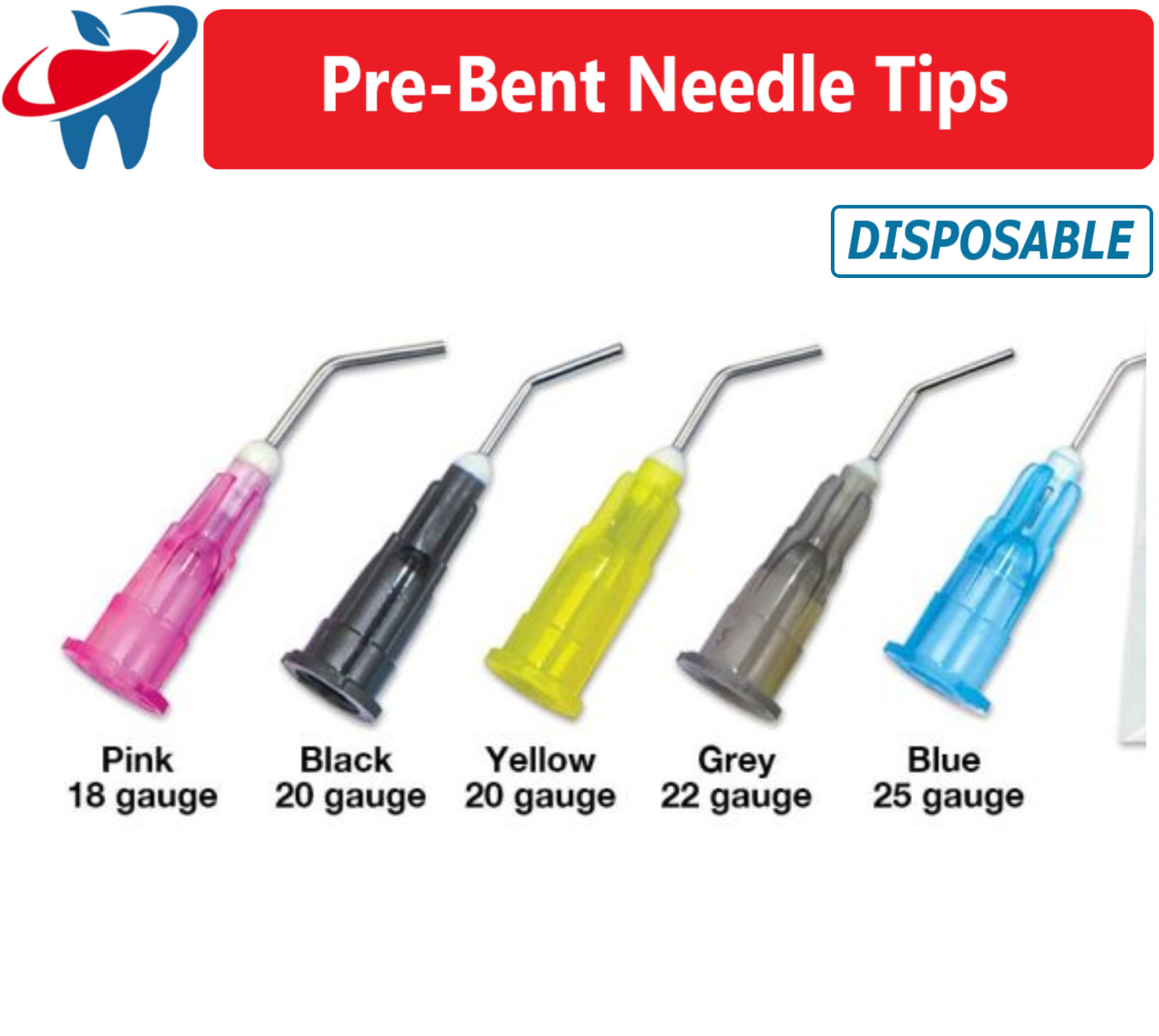 100 (Blue) Pre Bent Needle Tips for Etch – Sealant Pre-Bent needle tips 25 Ga.