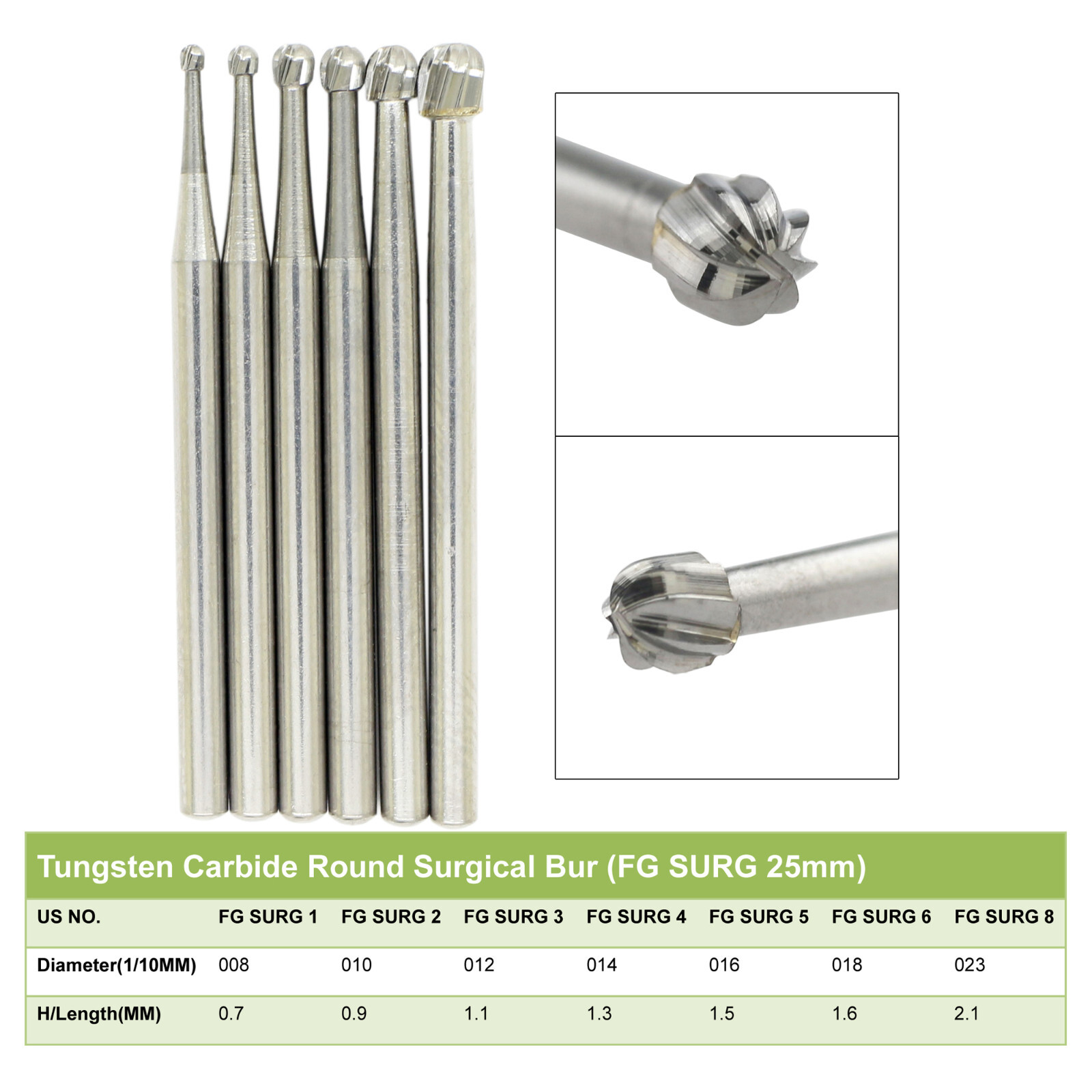 Wave Dental Surgical Burs Round Carbide FG SURG 1 2 4 6 Long 25mm High Speed Bur