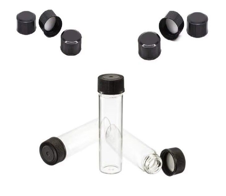 Pack of 100 Glass Vials with Black Phenolic Screw Caps (4ml, Clear)