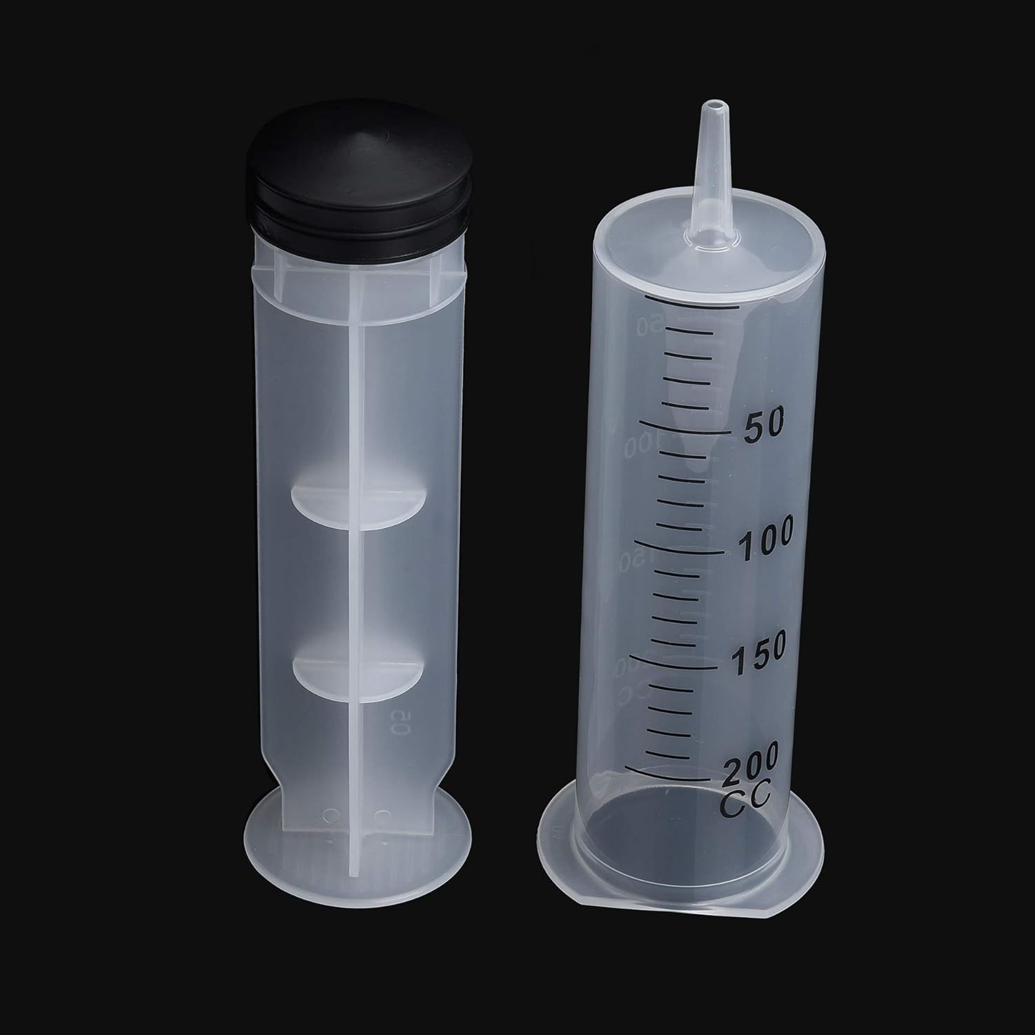 4 Pack 200ml Reusable Syringes with Tip Adapters, Large Plastic Garden Syringe I