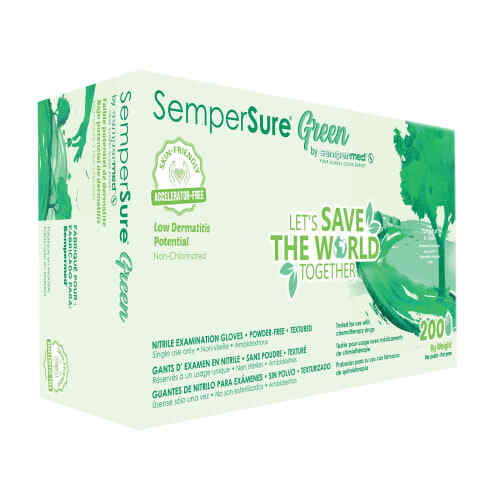SemperSure Green Nitrile Exam Gloves, Small, 200/Box