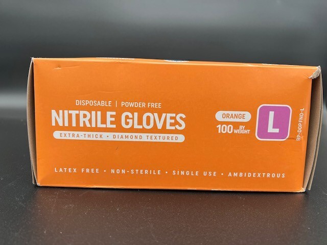 Royalty Orange Nitrile Disposable Gloves 8 Mil Raised Diamond Texture-Large