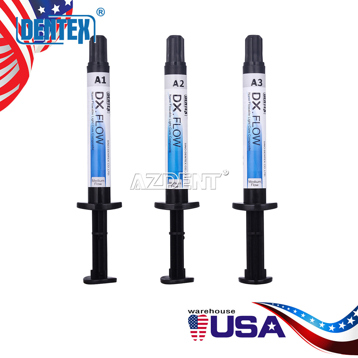 DX Dental Universal/Flowable Curing Light Composite Resin Shade A1 A2 A3 A3.5 B1