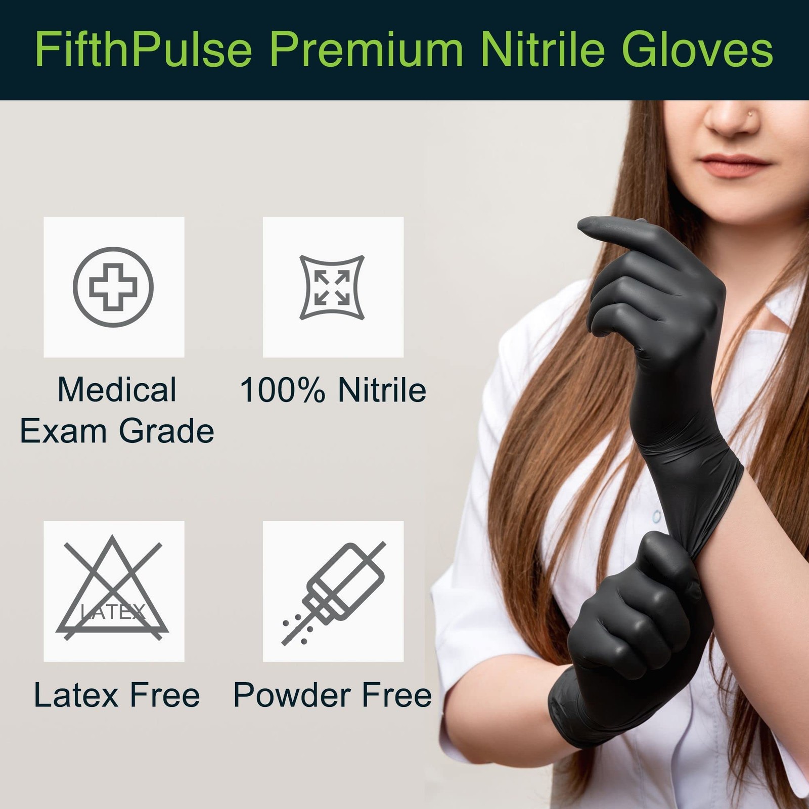 Black Nitrile Disposable Gloves X-Large, 100 Count – Powder-Free Latex-Free R…
