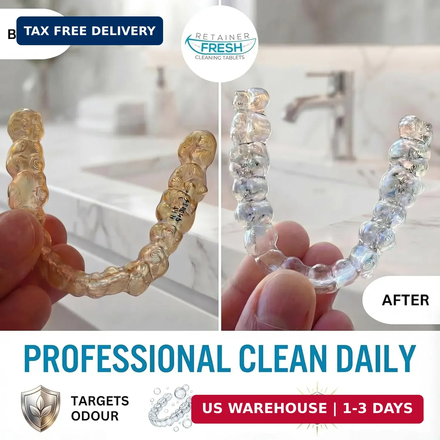 Retainer Fresh Retainer Cleaner Tablets – Denture Cleaner, Retainer Cleaning Tab