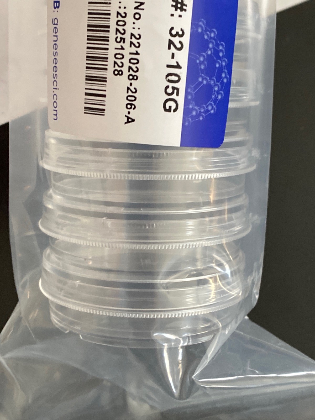 (470) GENESEE GenClone 60mm PS Cell Culture Petri Dishes w/Gripping Ring 32-105G