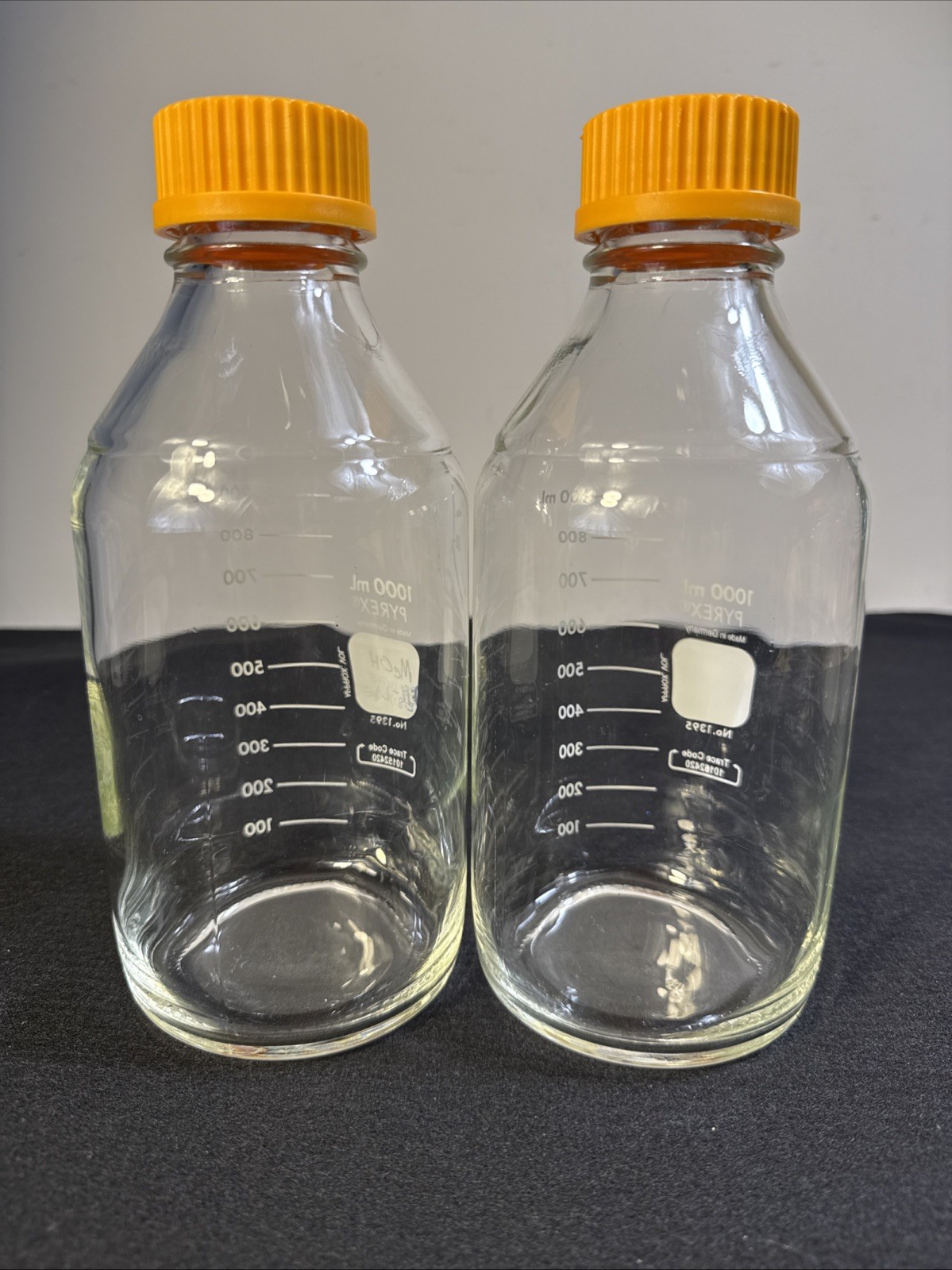(2 Lot) PYREX Corning 1000mL Round Media Storage Bottles GL-45 Lld 1395