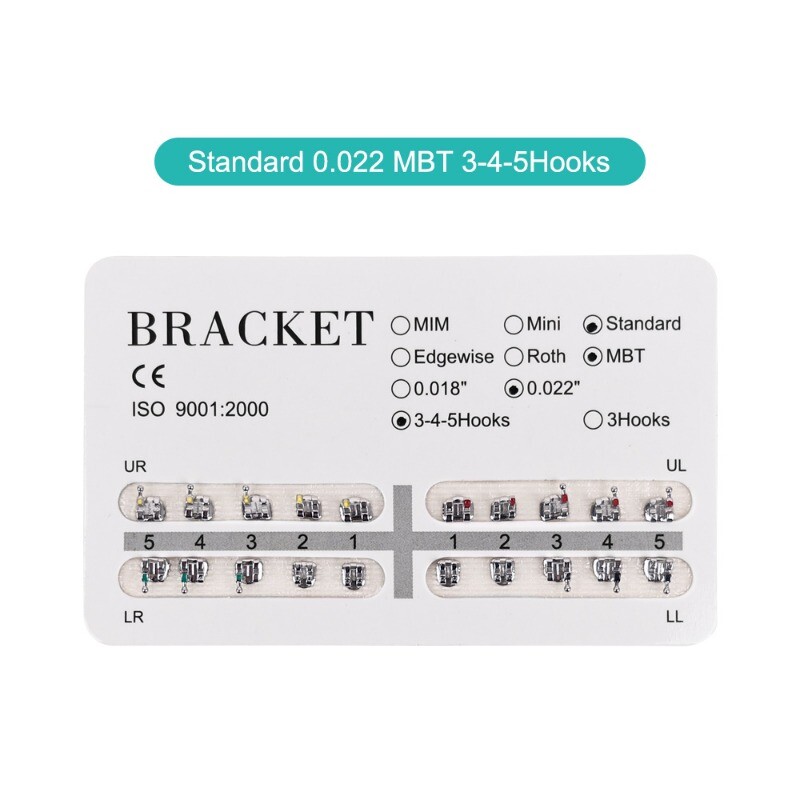 Dental Orthodontic Brackets Brace Mini/Standard 018/022 MBT/Roth with 3-4-5Hooks