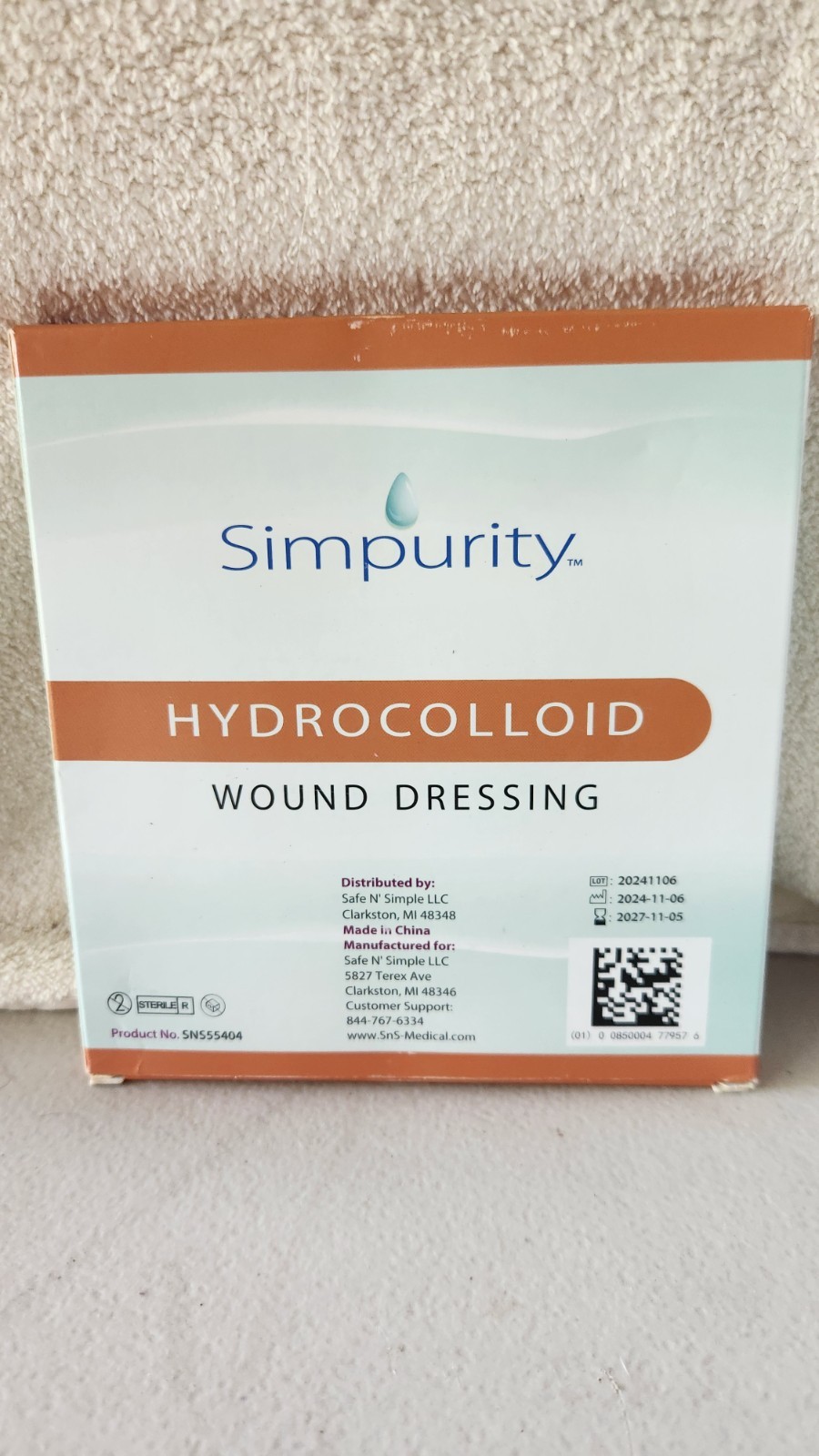 Simpurity Hydrocolloid Wound Dressing 4×4 12 Pads SN555404 Hydrocolloid Dressing