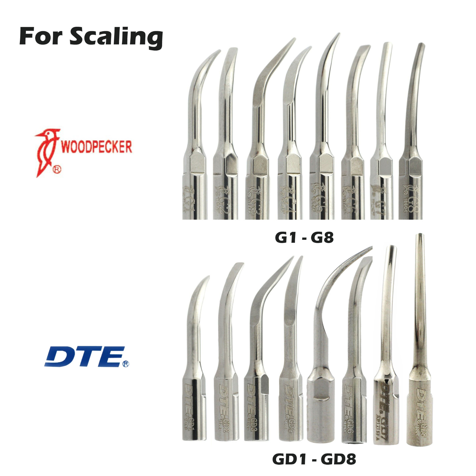 Woodpecker DTE Dental Ultrasonic Piezo Scaler Tips Endo Perio Scaling EMS Satele