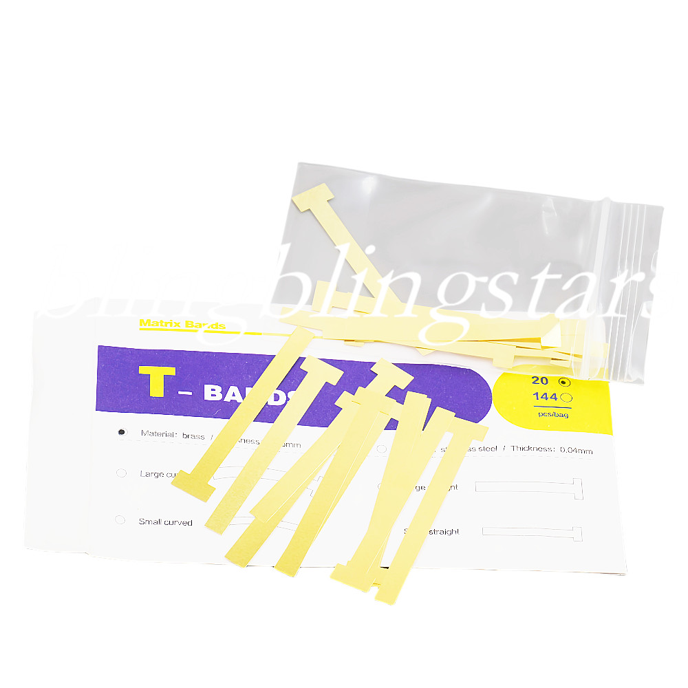 20 Pcs Dental Straight/Small Large/Small T-Band Brass Primary Molars Restoration