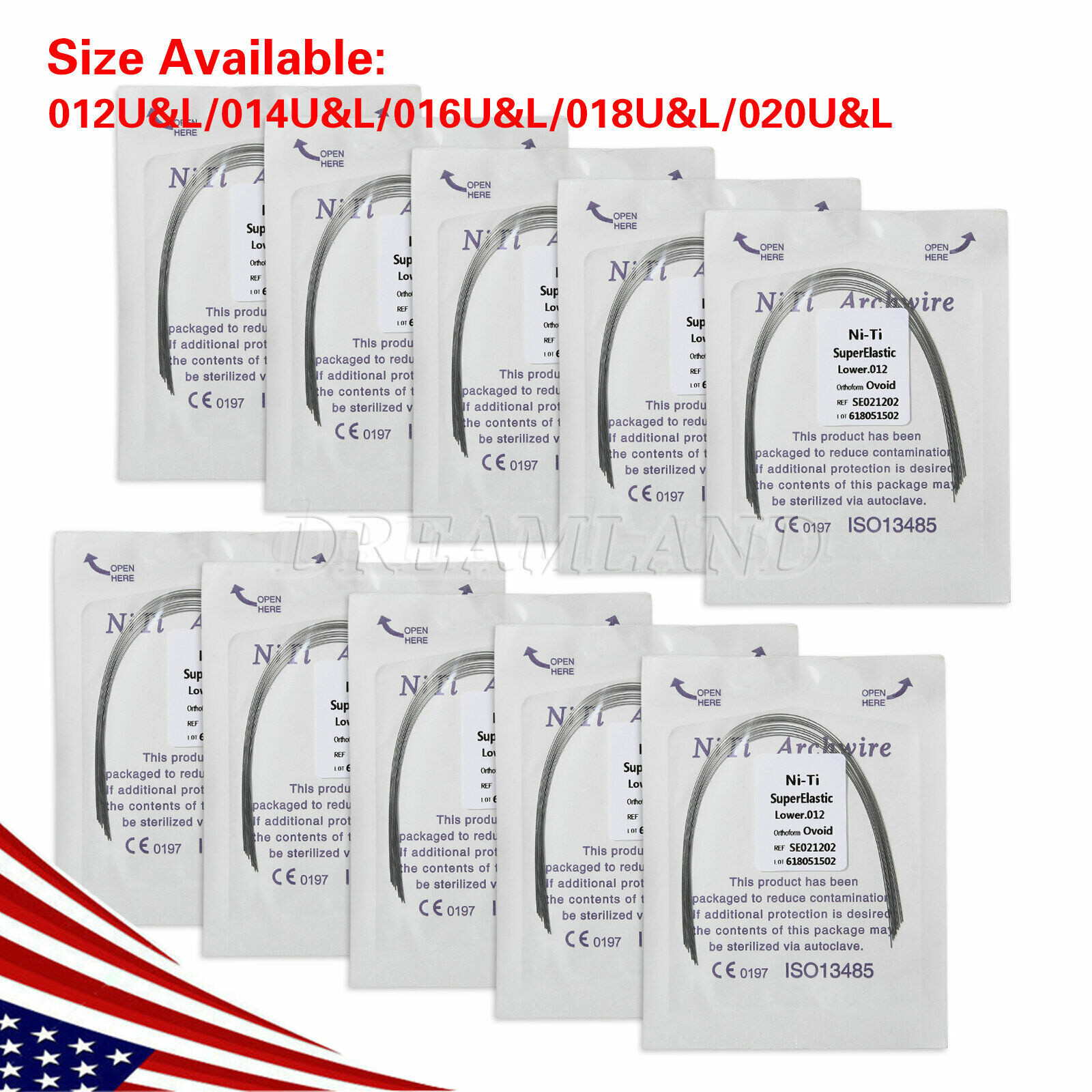 100pcs Dental Orthodontic Super Elastic Niti Round Arch Wire Ovoid Form 10 Bags