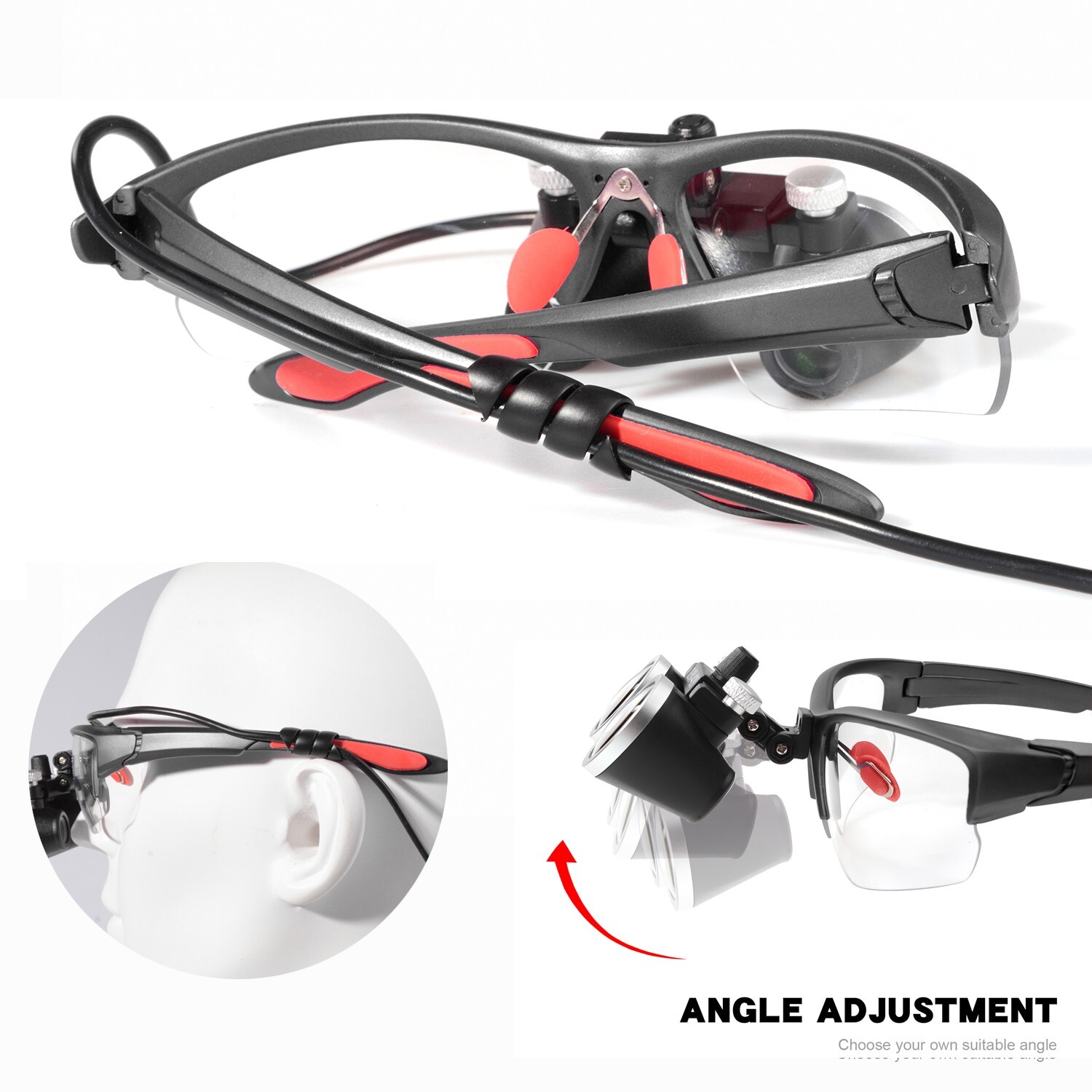 Dental Medical Binocular Loupes 3.5X-420mm Adjustable Magnifer Glasses Black US