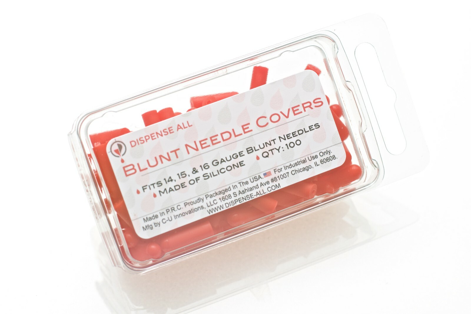 Dispense All – Blunt Needle Covers, Red, Fits 14, 15, 16 Gauge