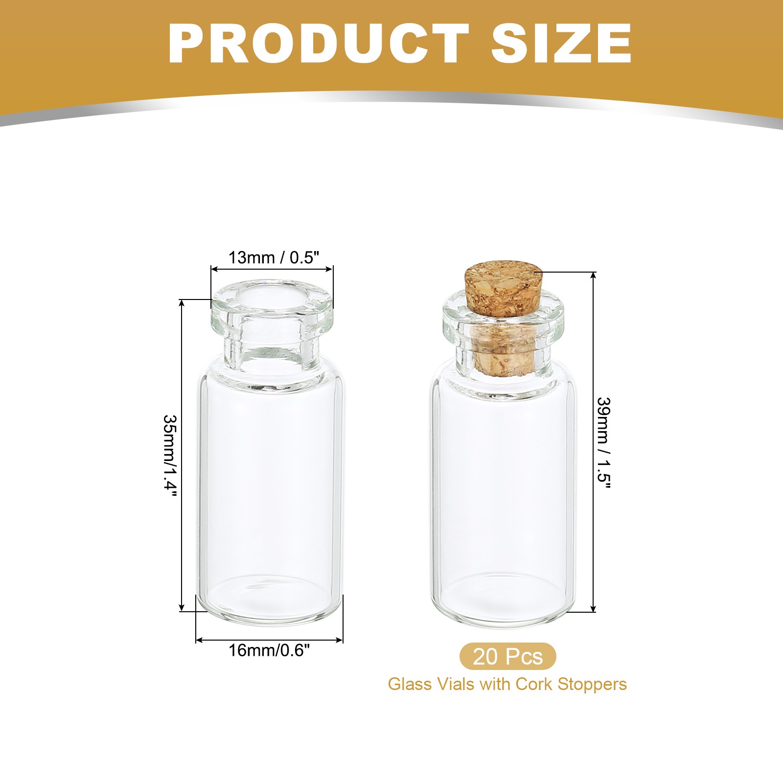 4ml 20pcs Glass Runways with Cork Bottle Caps