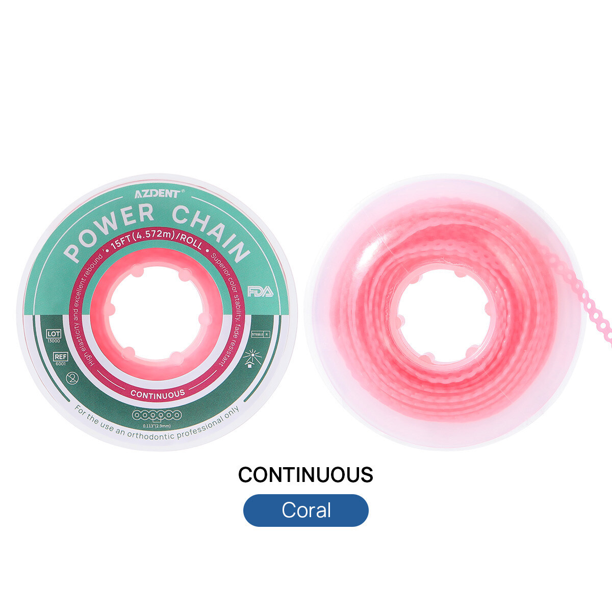 AZDENT Dental Orthodontic Colored Elastic Power Chain Long Short Continuous