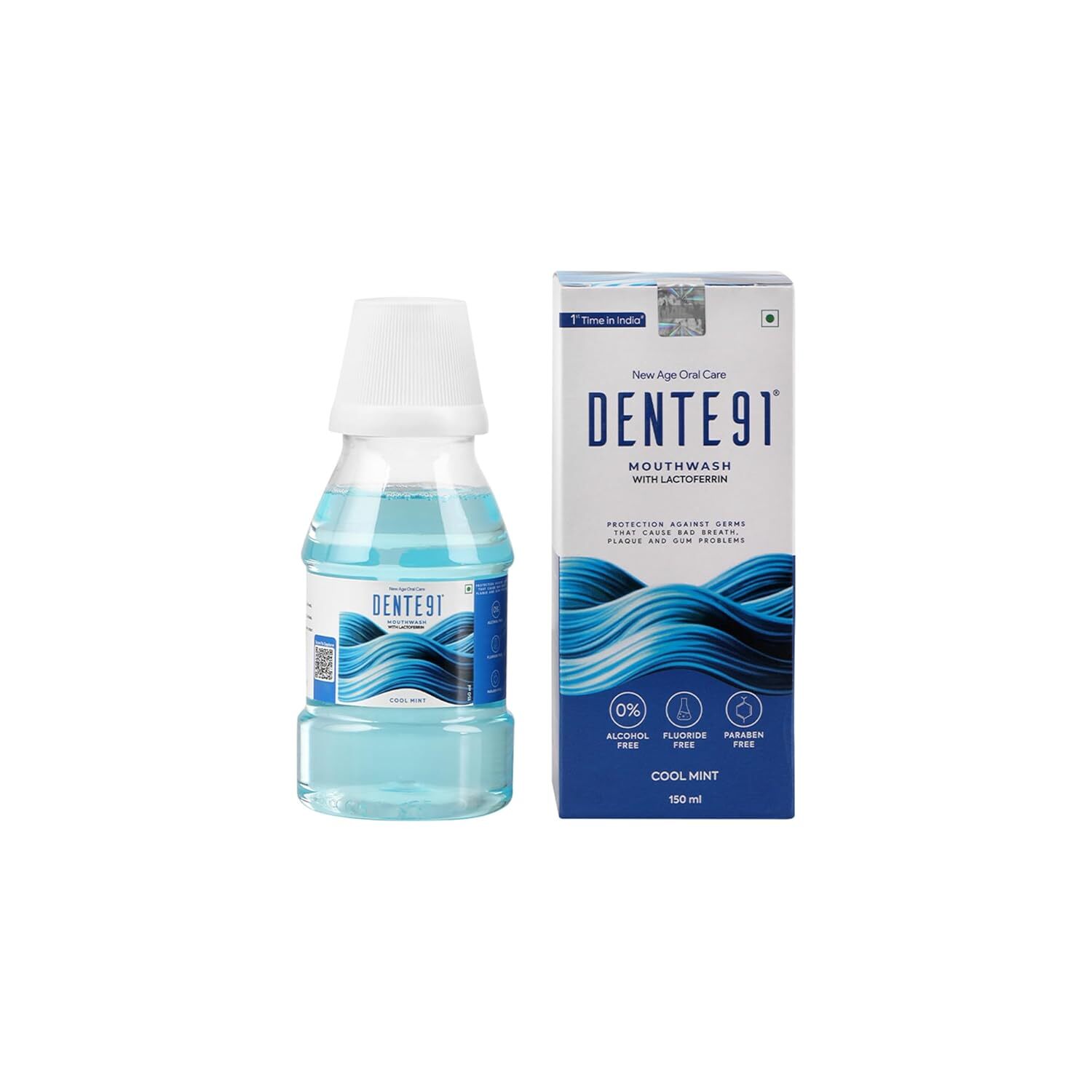 Cool Mint Mouthwash| Pack Of 1 | Sugar-Free, Alcohol-Free, liquid, 150ml,DENTE91