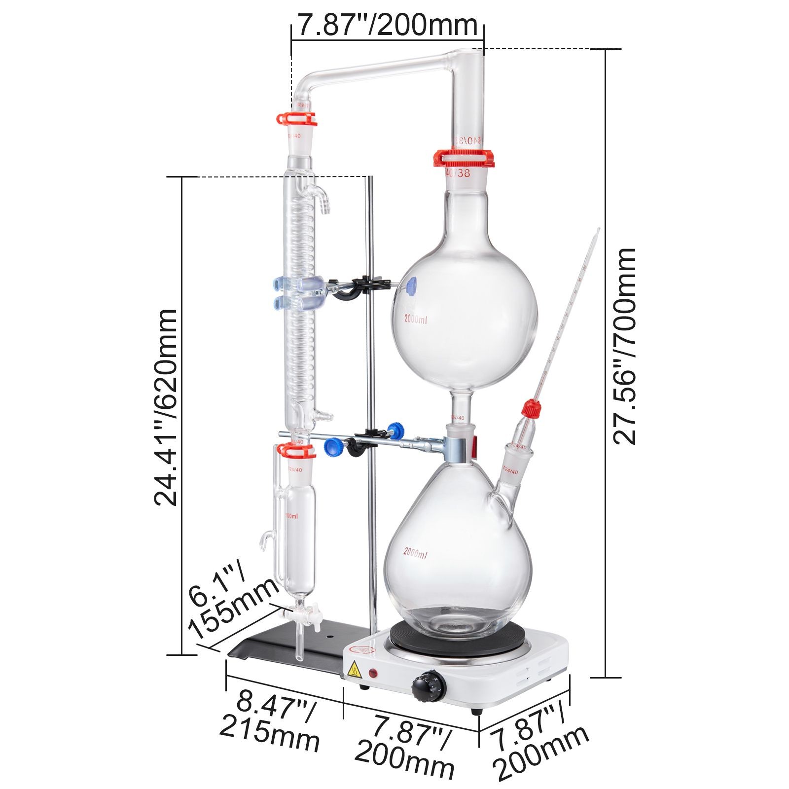 Essential Oil Distillation Kit, 2000ml Distillation Apparatus