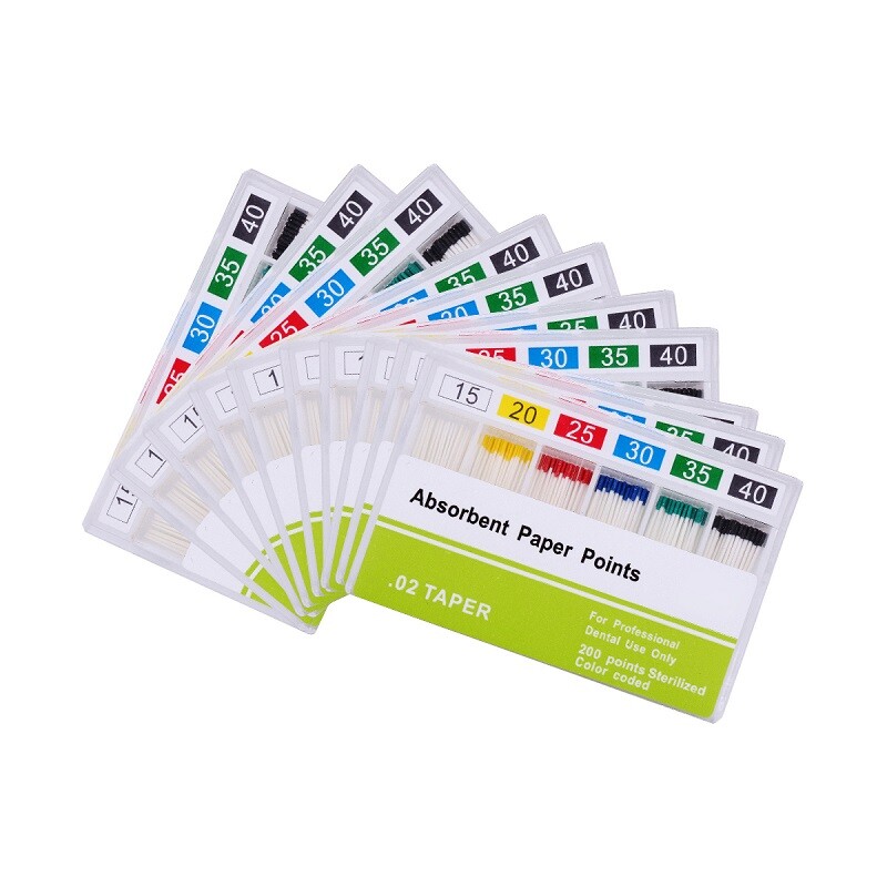 Puntos de Papel Absorbente Dental Fibra Endodóntica de Raíz de Algodón PP0.02/04