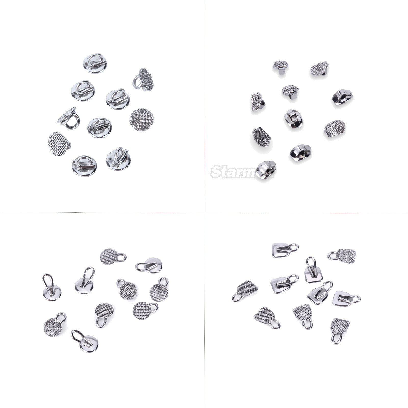 4 Type Dental Orthodontic Lingual Buttons Bondable Round Mesh Base 10pcs/pack
