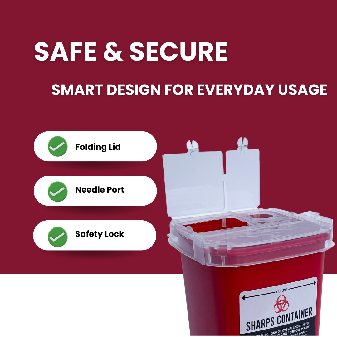 SHARPS CONTAINER 1 & 2 QUART/LITER -Needle Disposal Phlebotomy Tattoo Dental