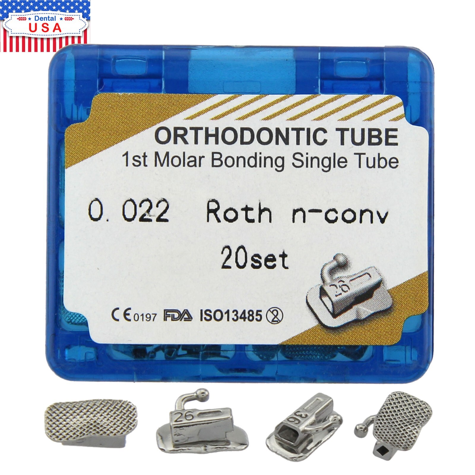 80pcs dental Tubos bucales de ortodoncia 1er 2nd molar Tubo MBT Roth 022 Bondabe