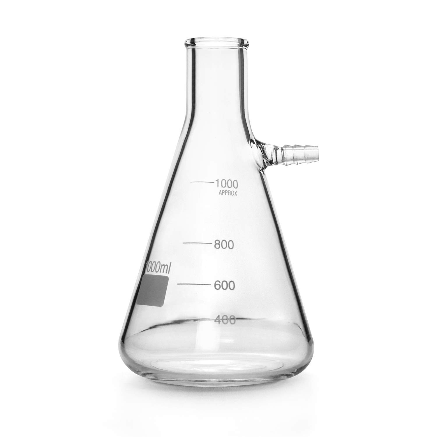 QWORK 1000ml Borosilicate Glass Filtering Flask with Tubulation, 1000ml, 1 pc