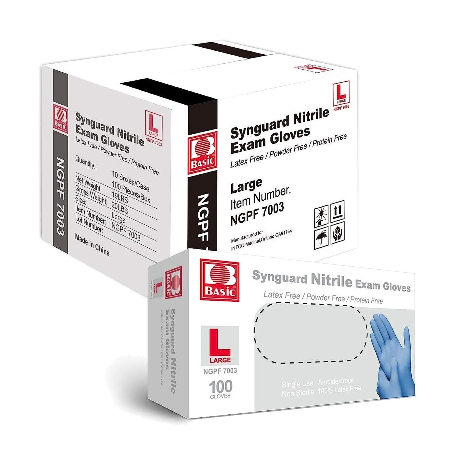 Basic Medical Blue Nitrile Exam Gloves – Latex-Free & Powder-Free – NGPF-7003…