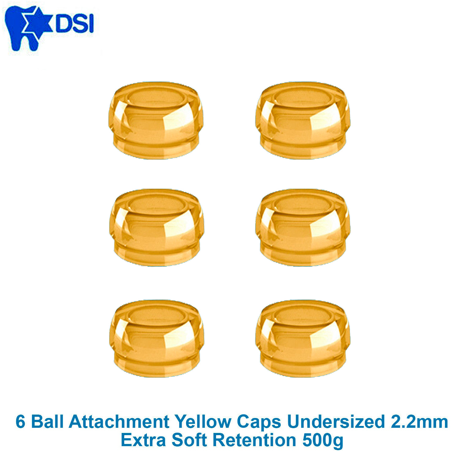 DSI Dental Lab Fixture Undersized Ø2.2mm 6 Insert Caps Retentive Attachment