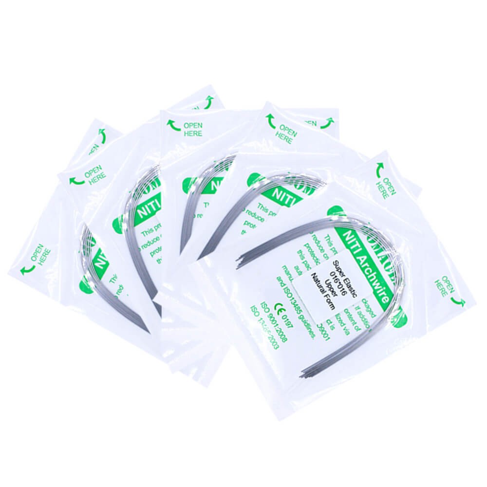 50×Dental Ortho Super Elastic Niti Rectangular Arch Wire Natural 16×16 Upper