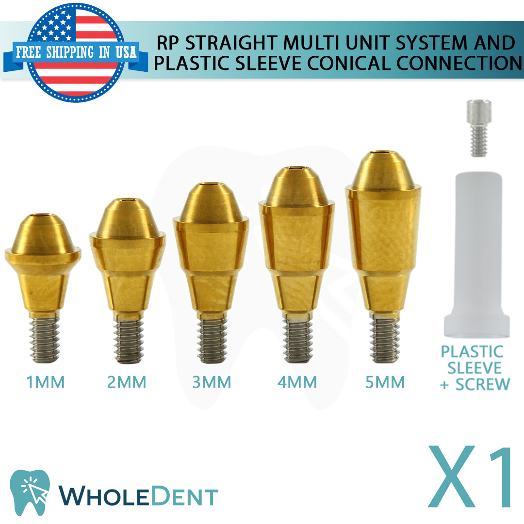 1x Regular Straight Multi Unit 1.6mm Prosthetic Plastic Sleeve Conical Hex 2.65
